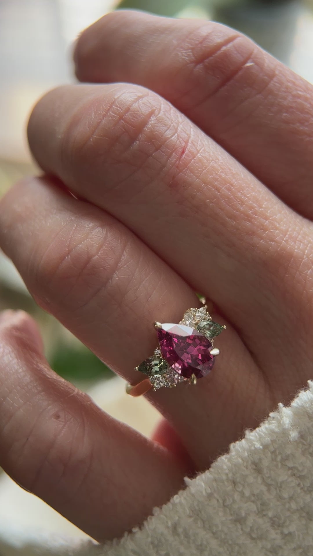 The Fleur Ring - 2.64 CT Pear Malaya Garnet