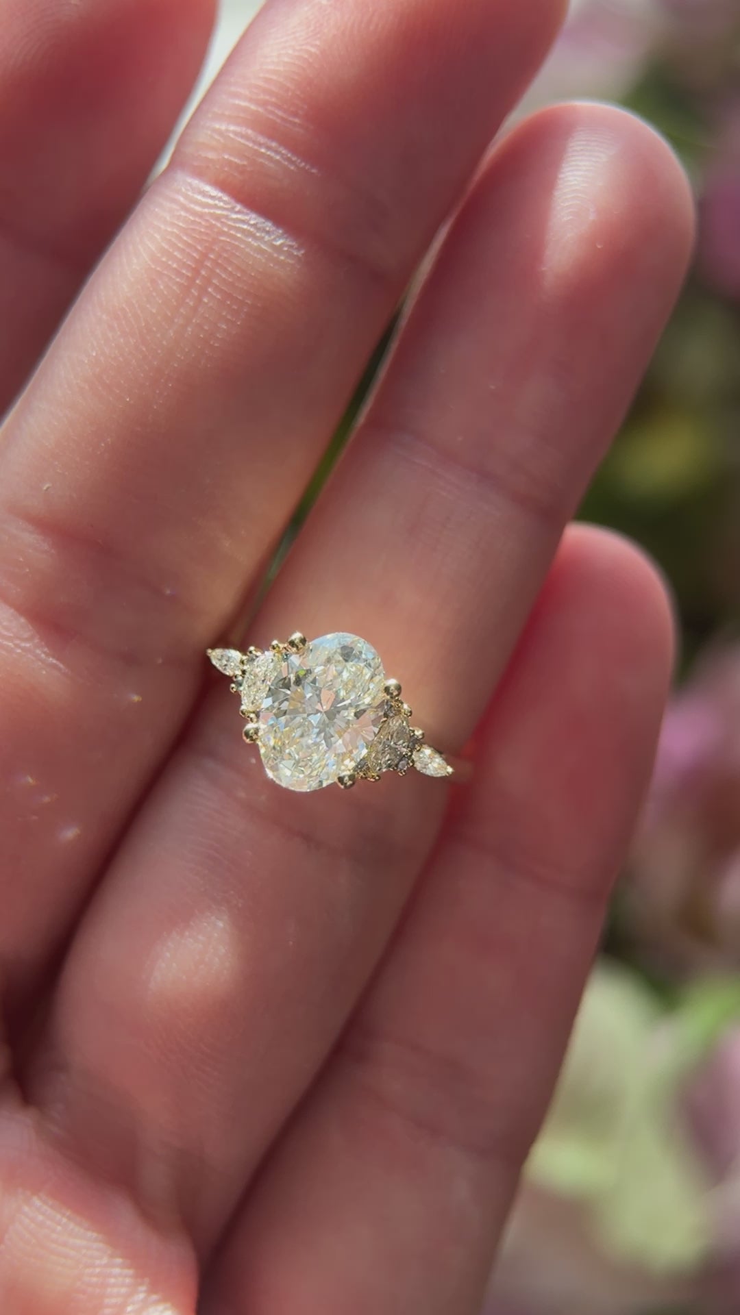 The Maeve Ring | 1.72 CT Oval Diamond + Blue Sapphire Accents