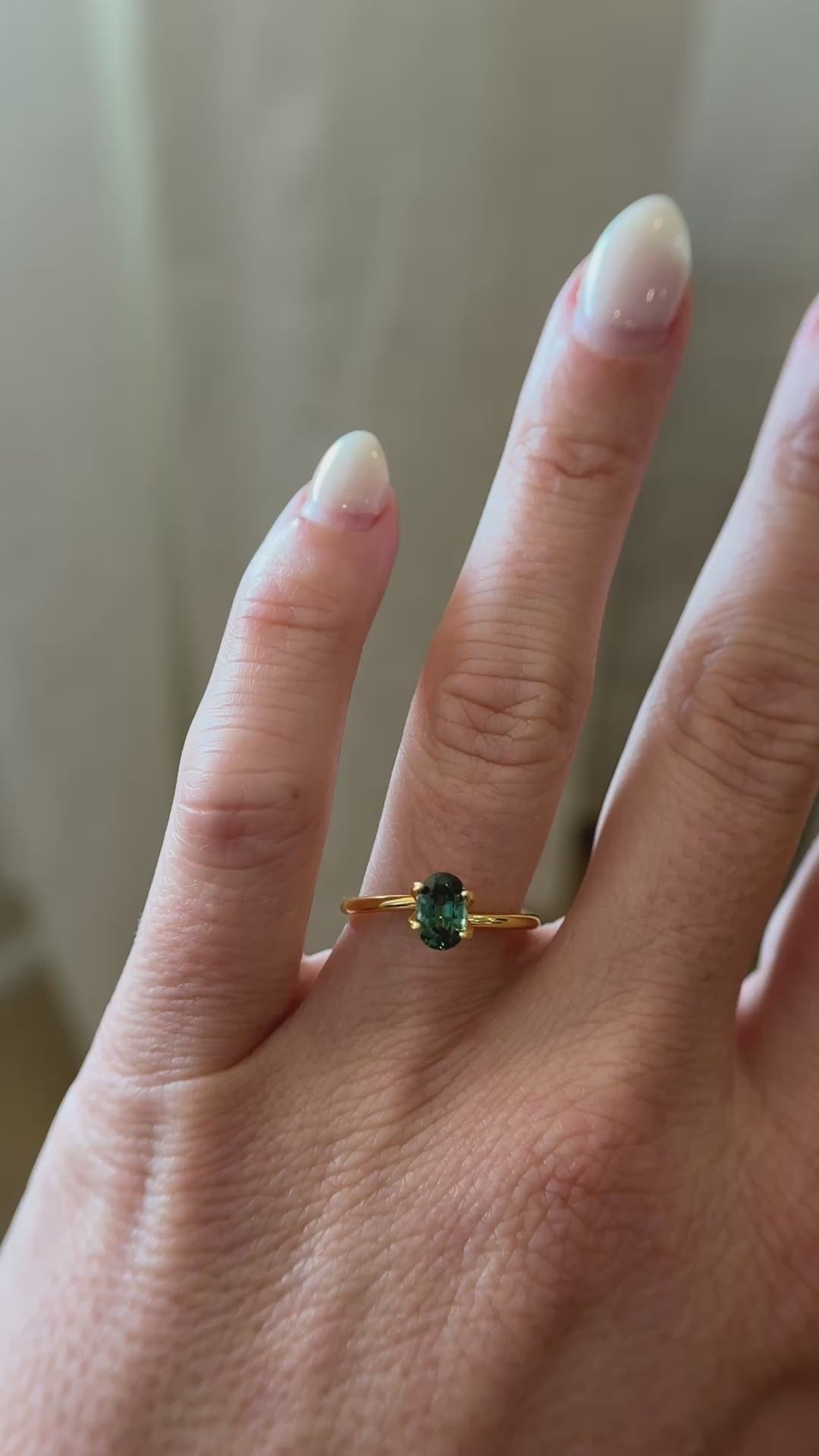 0.9 CT Oval Cut Teal Green Sapphire