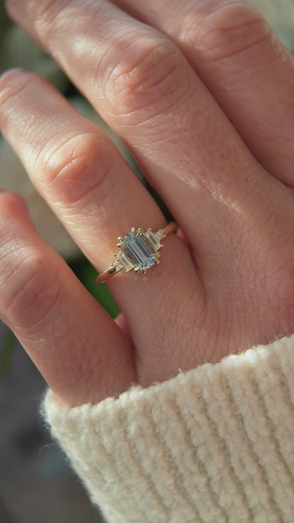 The Mira Ring | 1.22 CT Emerald Cut Pale Blue Sapphire