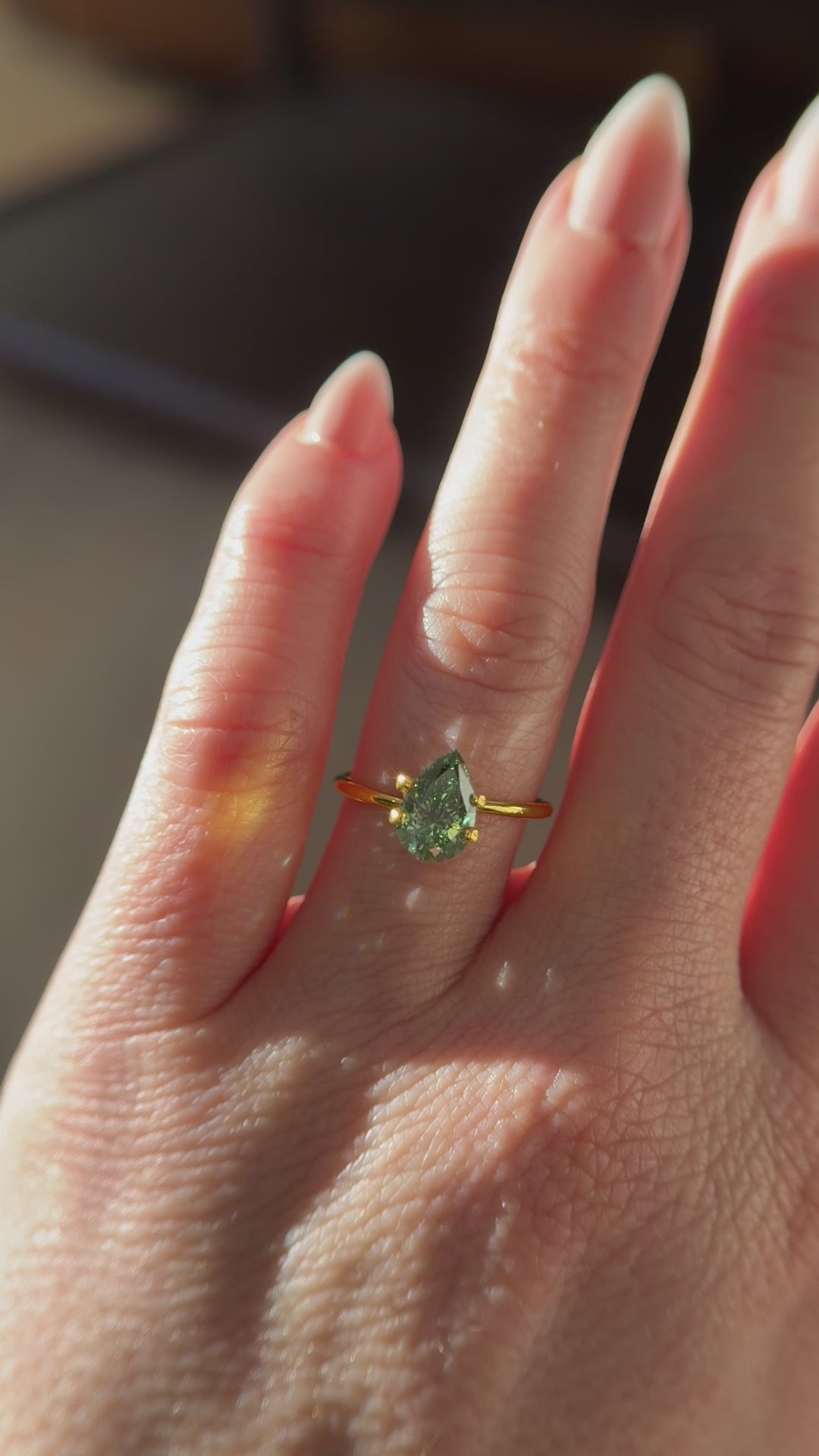 1.5 CT Lab Created Pear Cut Green Diamond