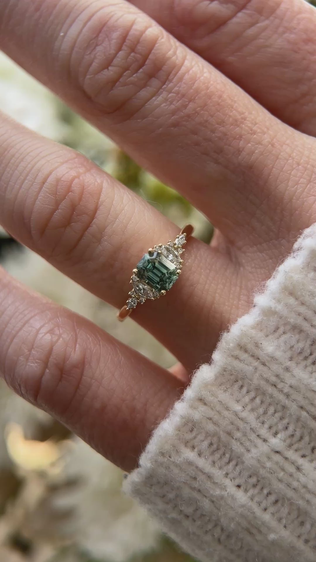 The Maeve Ring | 1.08 CT Emerald Cut Teal Sapphire