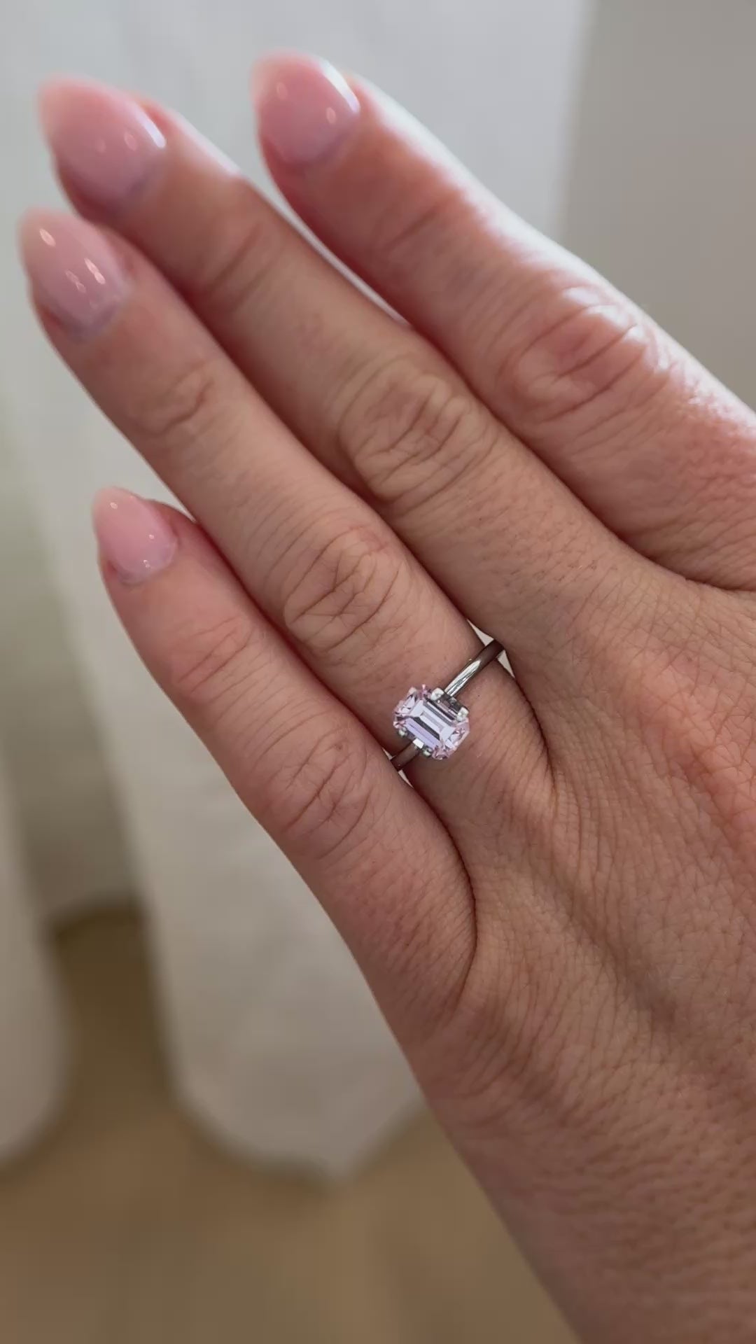 1.46 CT Emerald Cut Pastel Pink Sapphire