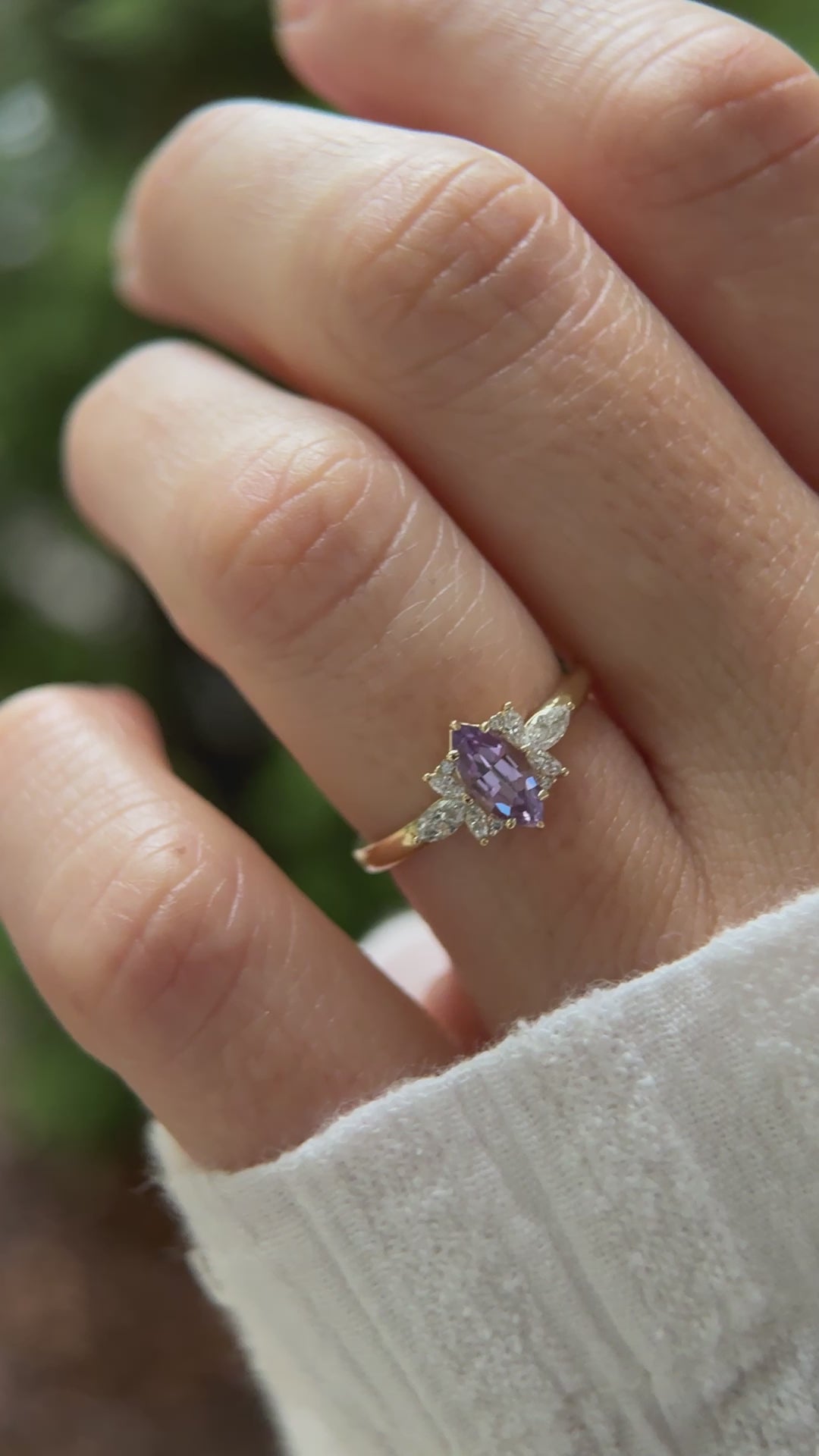 The Flutter Ring - 0.72 CT Marquise Purple Sapphire