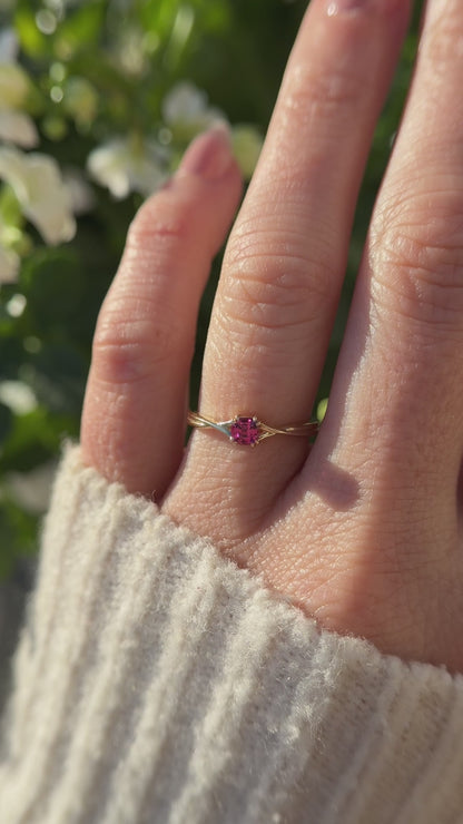 The Fates Ring | 0.28 CT Cushion Hot Pink Spinel
