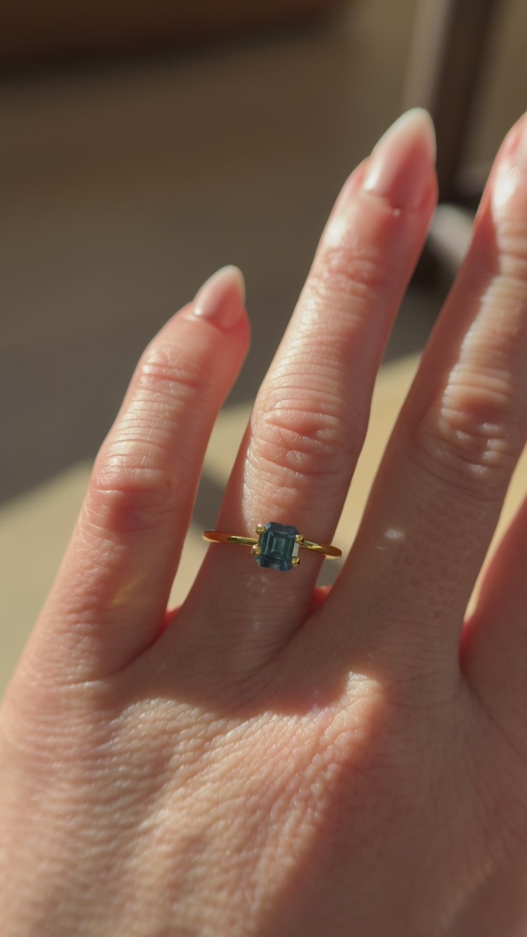 1.13 CT Emerald Cut Teal Blue Montana Sapphire