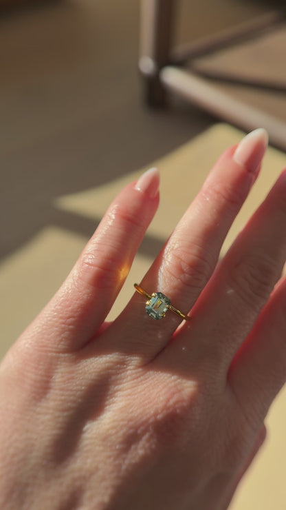 1.50 CT Emerald Cut Teal Green Montana Sapphire