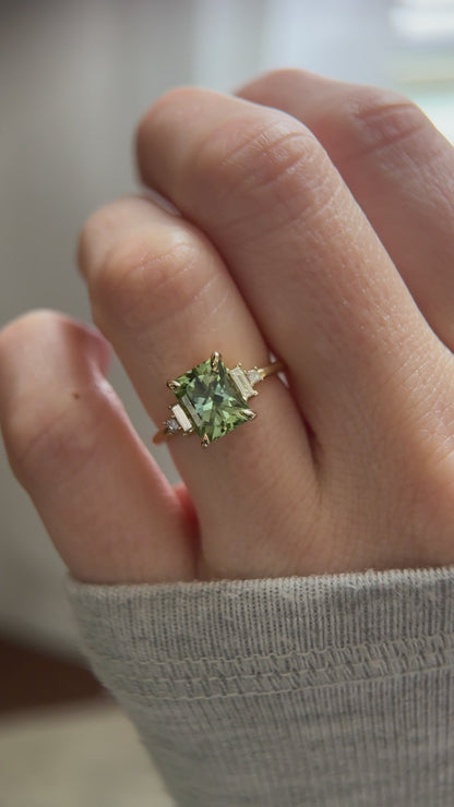 The Mira 2.42 CT Radiant Green Tourmaline Ring