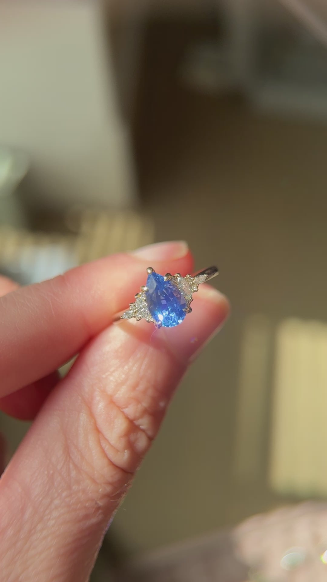 The Maeve Ring | 1 .7 CT Pear Blue Sapphire