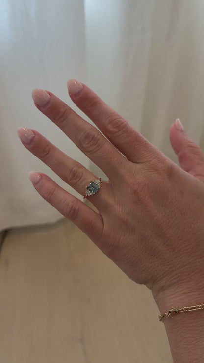 The Vivienne Ring | 2 CT Emerald Cut Light Blue Montana Sapphire