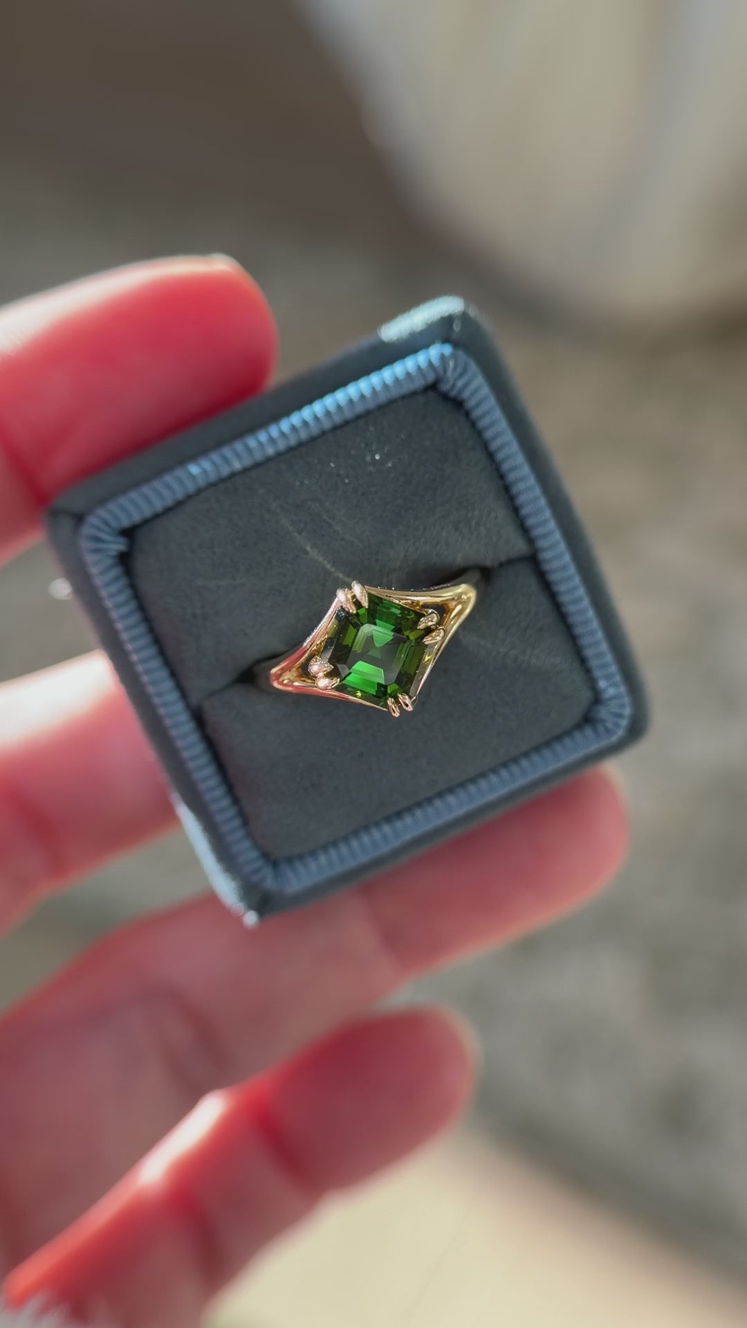 The Willow Ring | 1.96 CT Asscher Deep Green Tourmaline