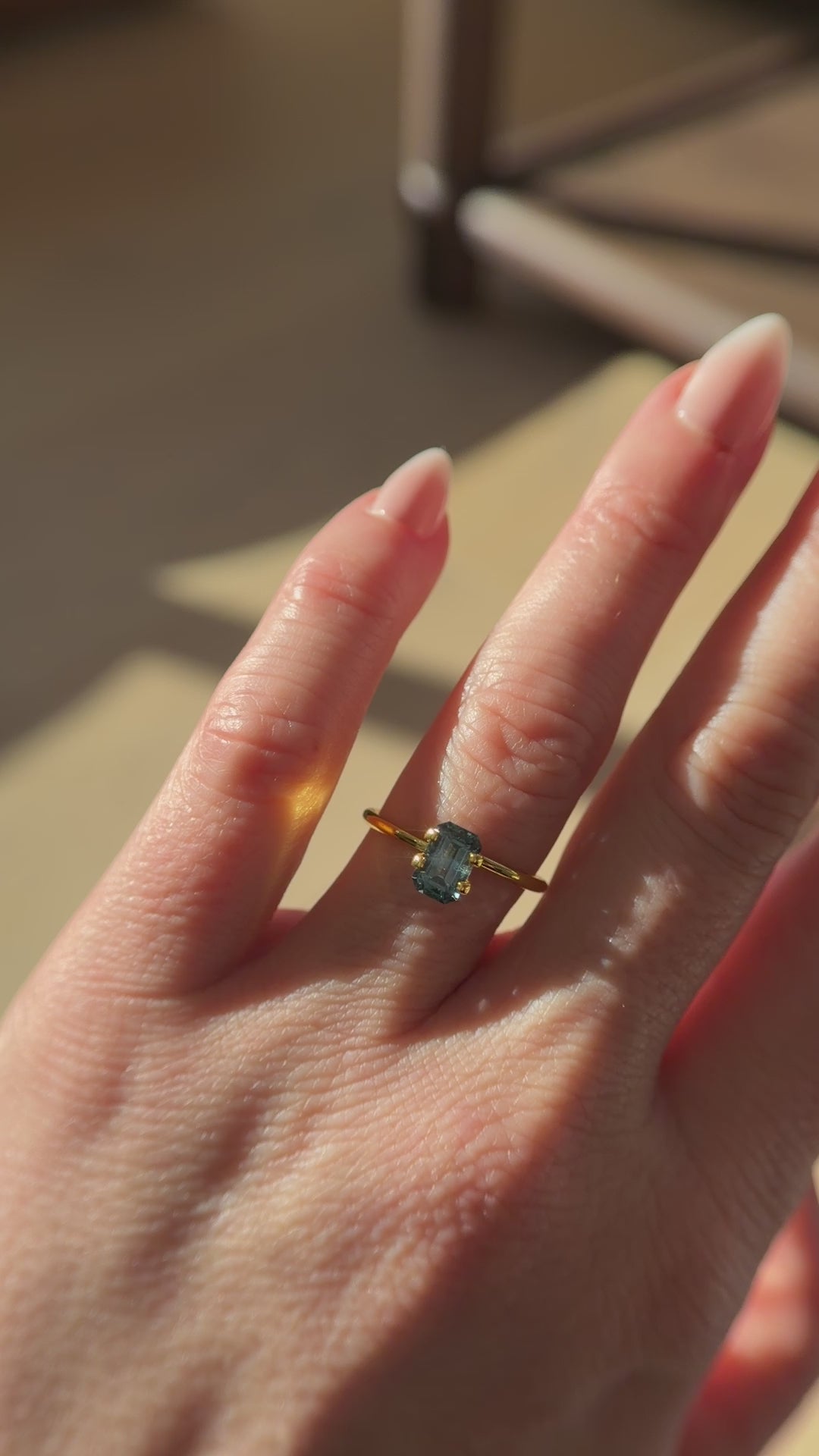 1.31 CT Emerald Cut Teal Montana Sapphire