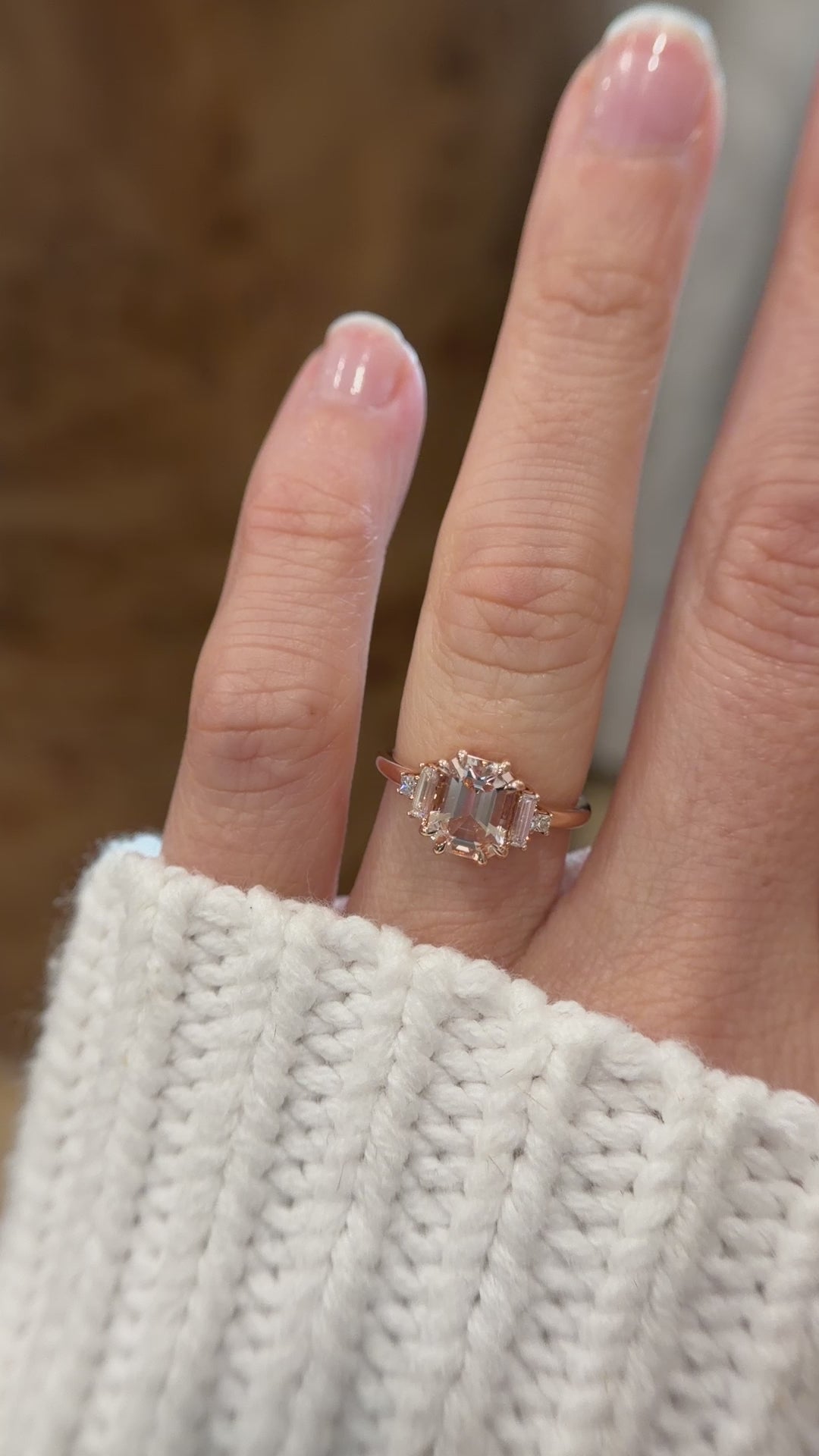The Mira Ring | 1.48 CT Emerald Cut Morganite