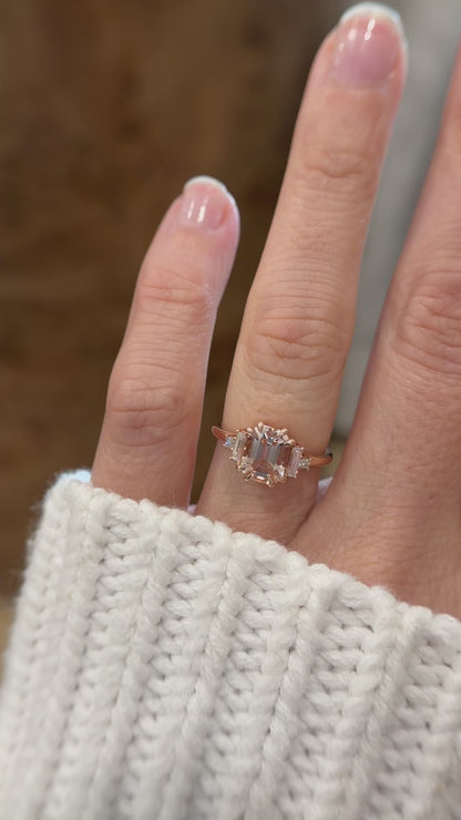 The Mira Ring | 1.48 CT Emerald Cut Morganite