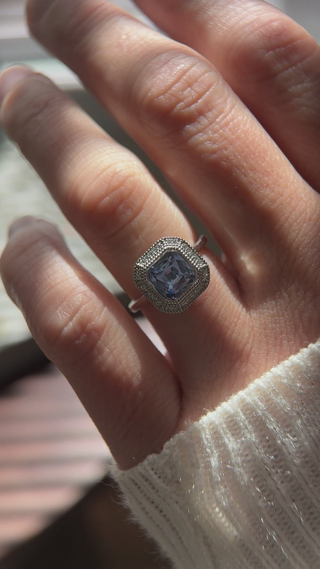 The Satine Ring | 1.95 CT Asscher Cornflower Blue Sapphire