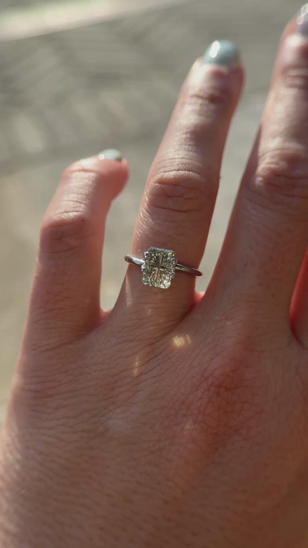 2 CT Rectangular Starbrite™ Cut Green Montana Sapphire