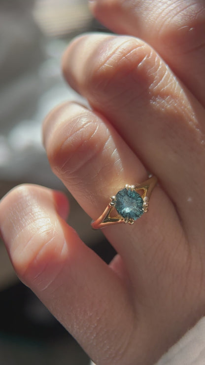 The Weaver Ring | 1.6 CT Oval Blue Montana Sapphire