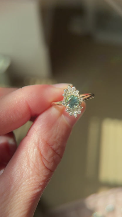 The Skye Ring | 0.78 CT Round Teal Montana Sapphire