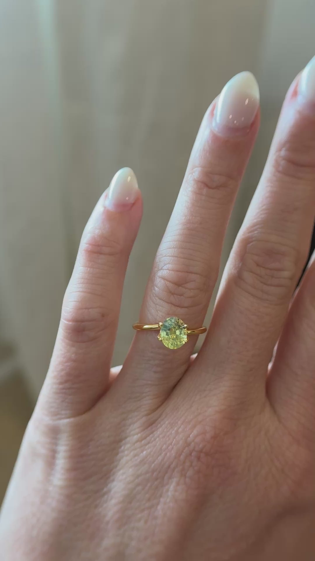 1.58 CT Oval Cut Yellow Green Sapphire