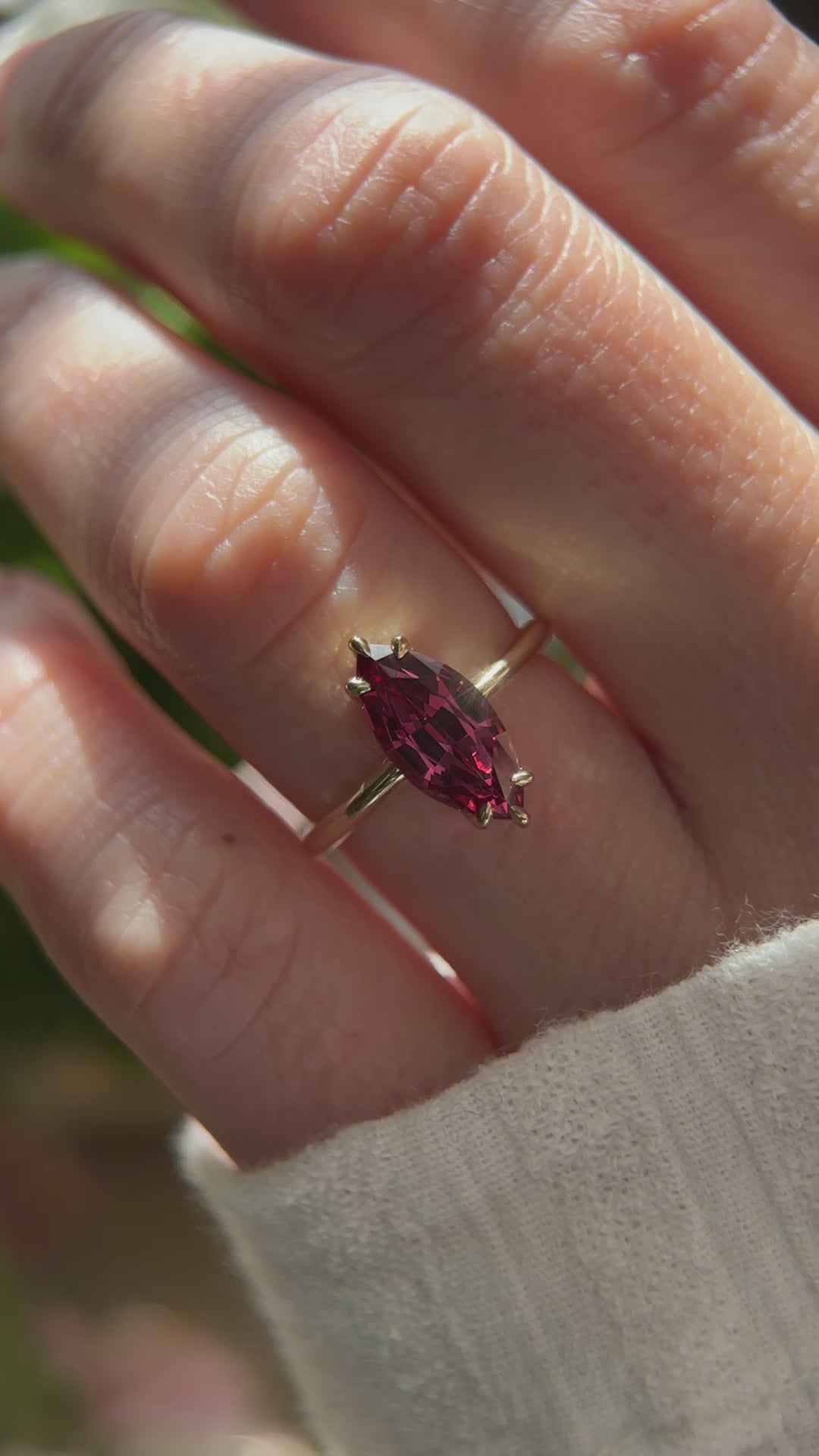 The Thalassa Ring - 3.1 CT Marquise Malaya Garnet