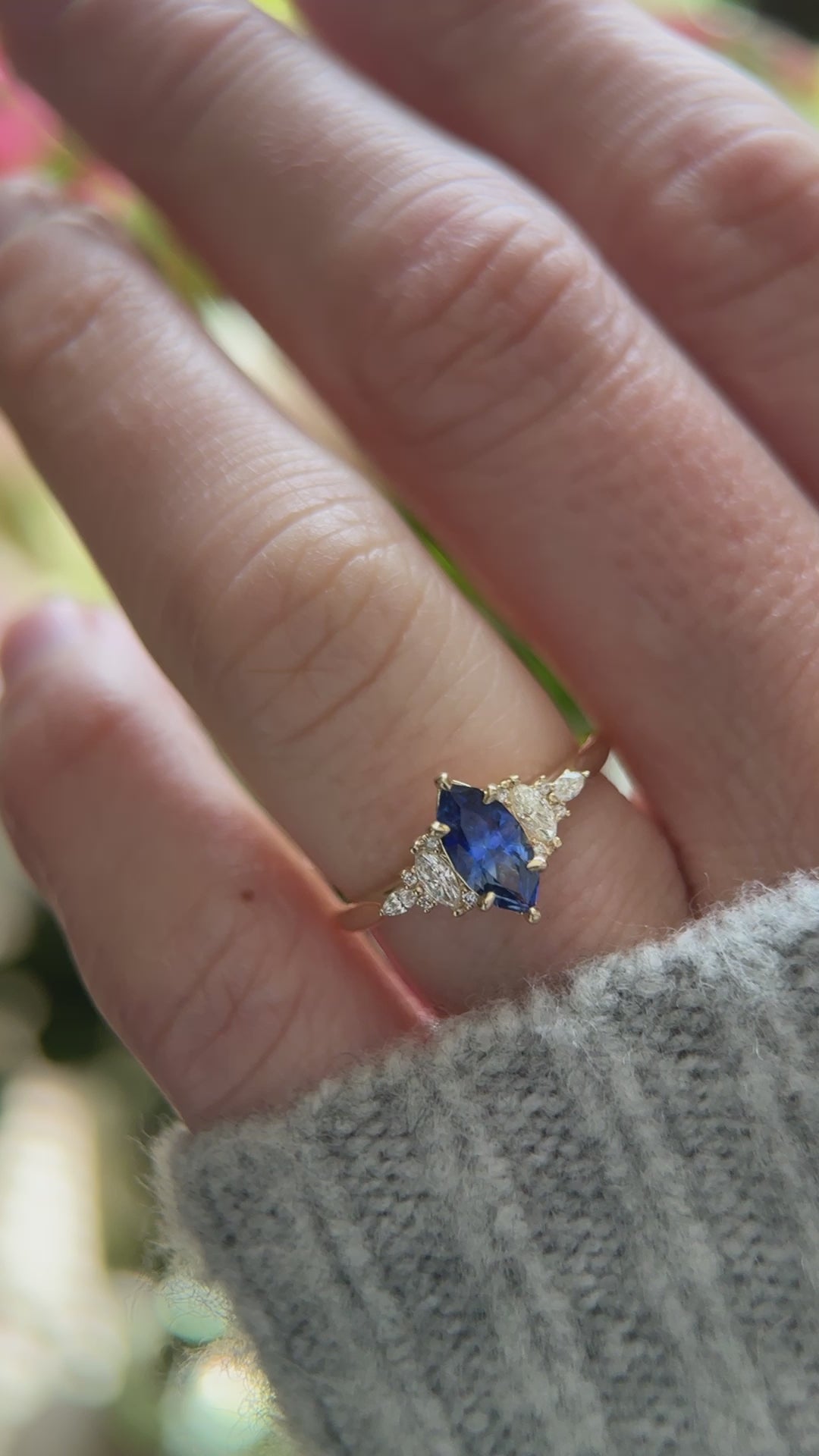 The Maeve - 0.72 CT Marquise Royal Blue Sapphire Ring