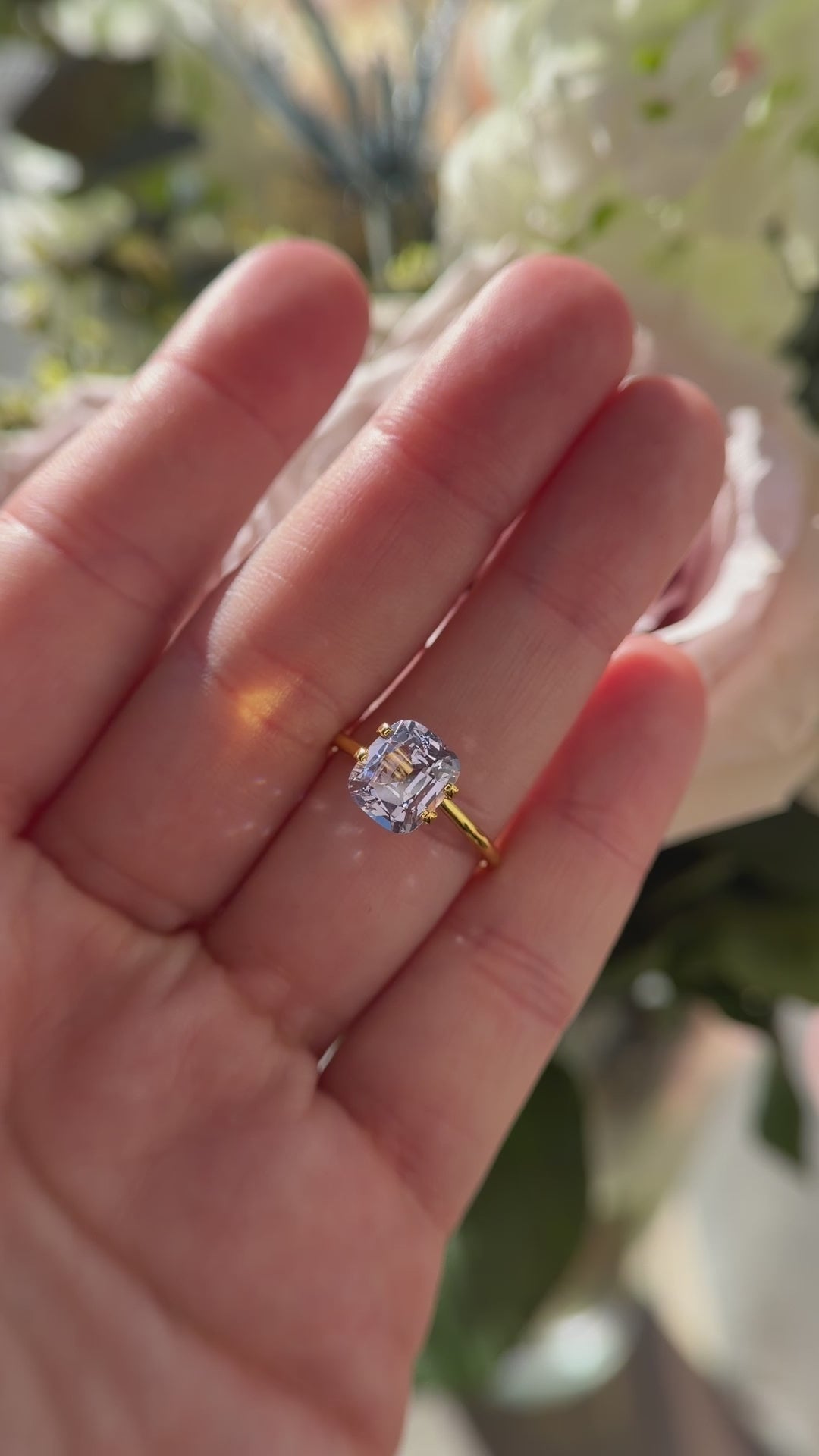 3.48 CT Cushion Pastel Purple Sapphire