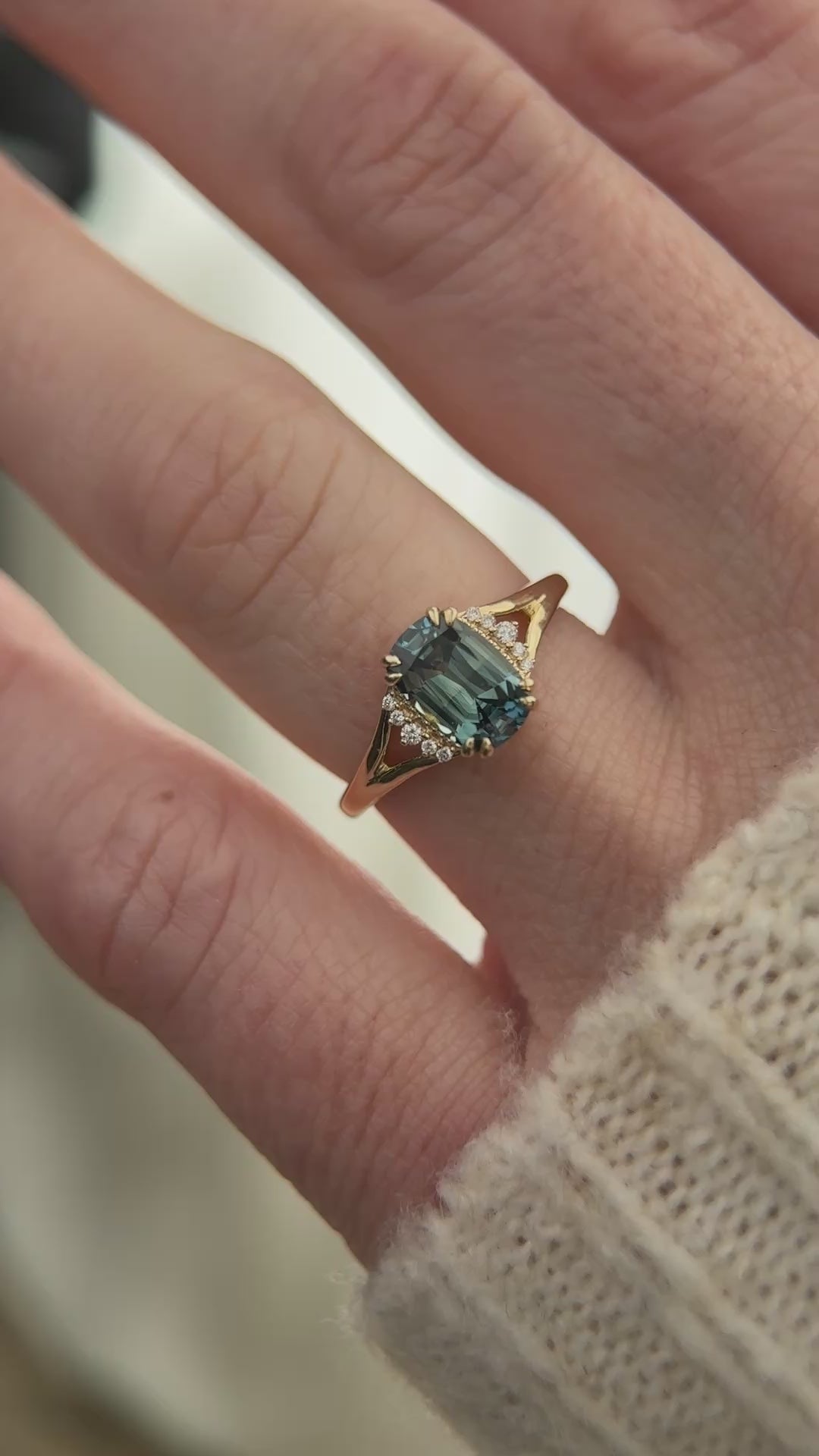 The Serendipity Ring | 1.71 CT Cushion Teal Blue Sapphire