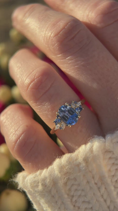 The Fleur Ring | 1.4 CT Oval Blue Sapphire