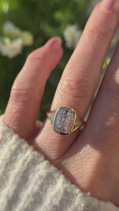 The Sitara Ring | 2.8 CT Old Mine Elongated Cushion Diamond