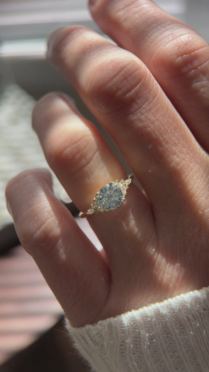 The Maeve Ring | 1.2 CT Round Light Blue Lab Diamond
