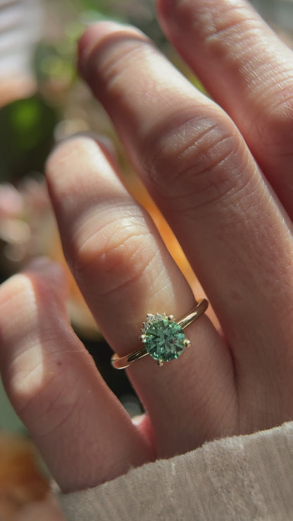 The Fiona 1 CT Round Blue Namibian Tourmaline Ring