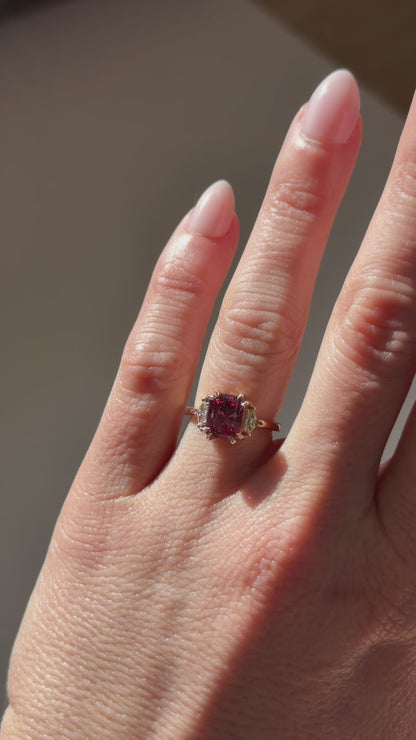 The Low Maren Ring | 3.15 CT Radiant Pink Garnet + Pink Tourmaline