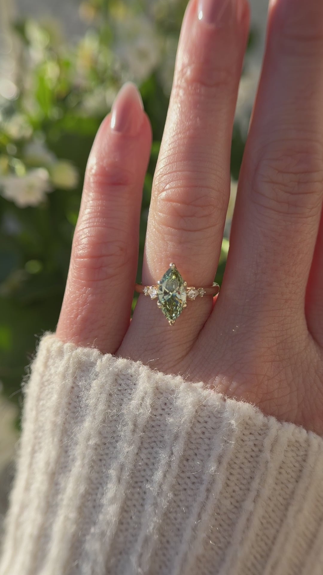 The Skye Ring | 1.56 CT Marquise Green Diamond