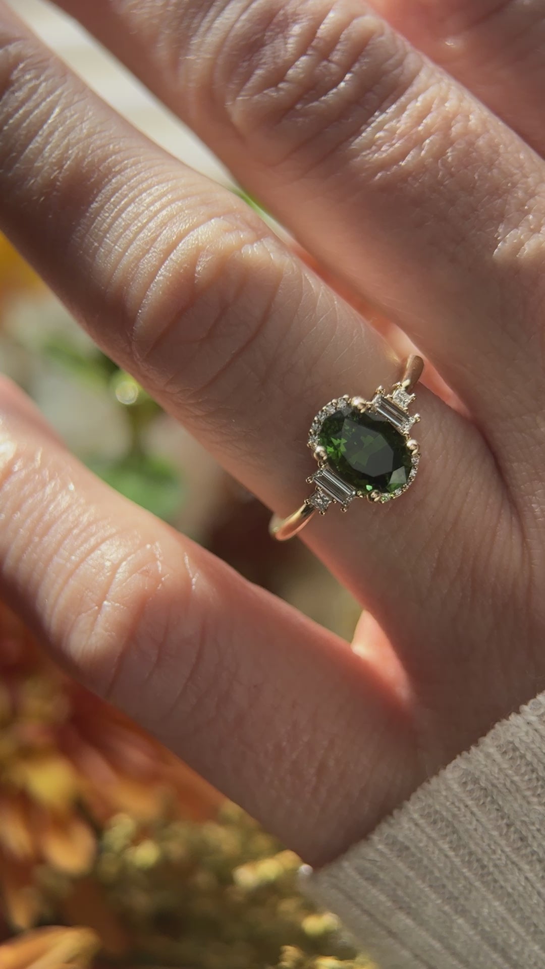 The Sura Ring | 1.38 CT Oval Deep Green Tourmaline