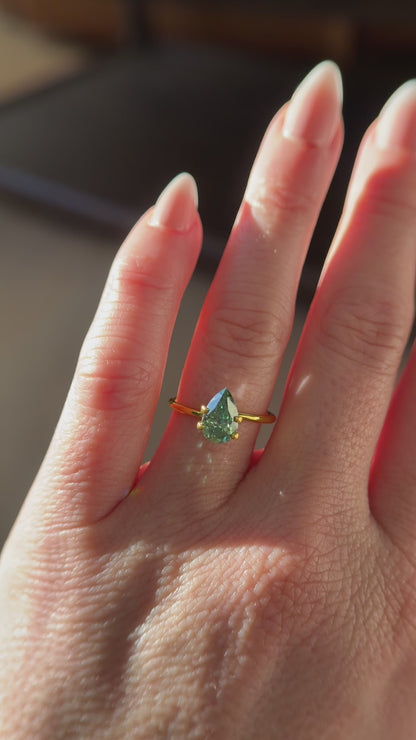 1.51 CT Lab Created Pear Cut Green Diamond