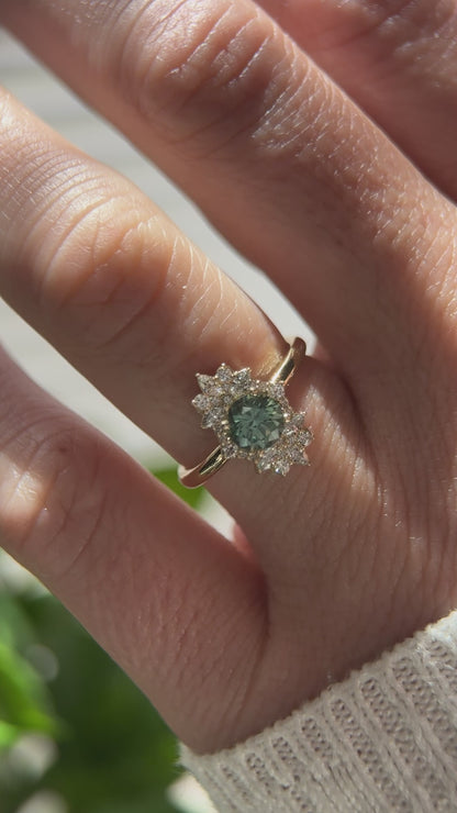 The Skye Ring | 0.78 CT Round Teal Montana Sapphire