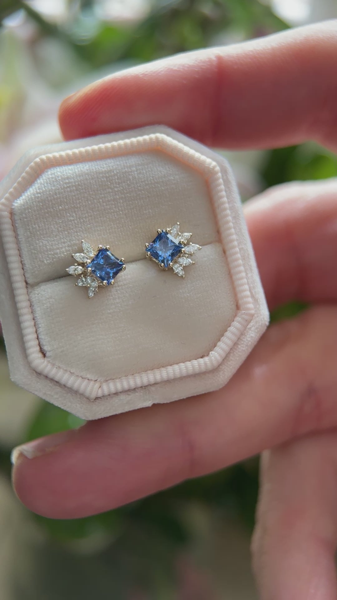 The Trident Stud Earrings | Royal Blue Sapphire