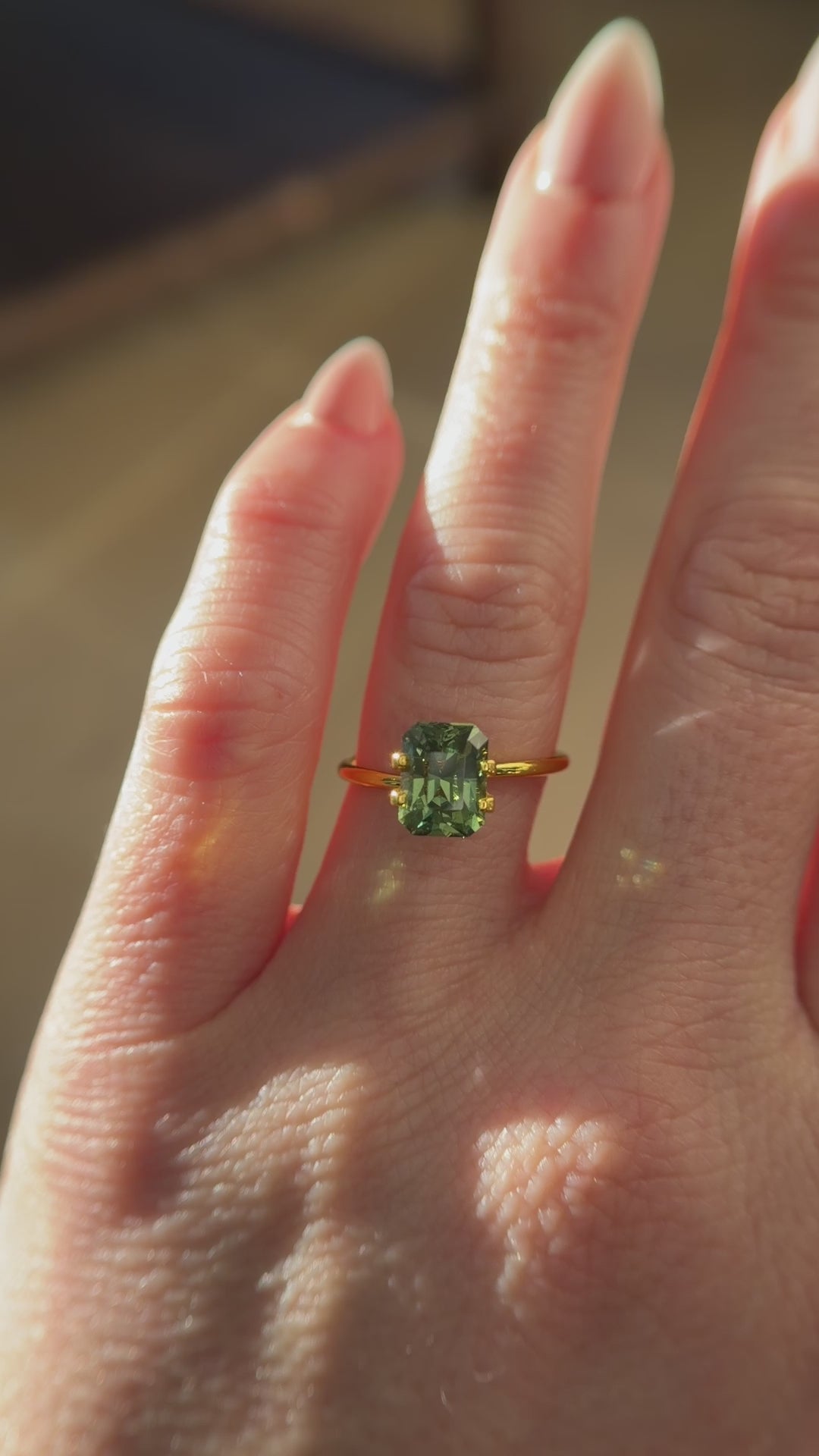 3.56 CT Radiant Cut Forest Green Sapphire