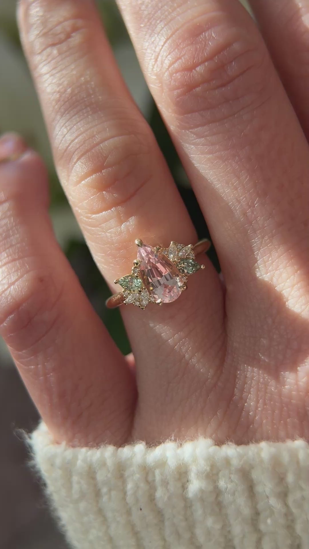 The Fleur Ring | 1.52 CT Pear Morganite