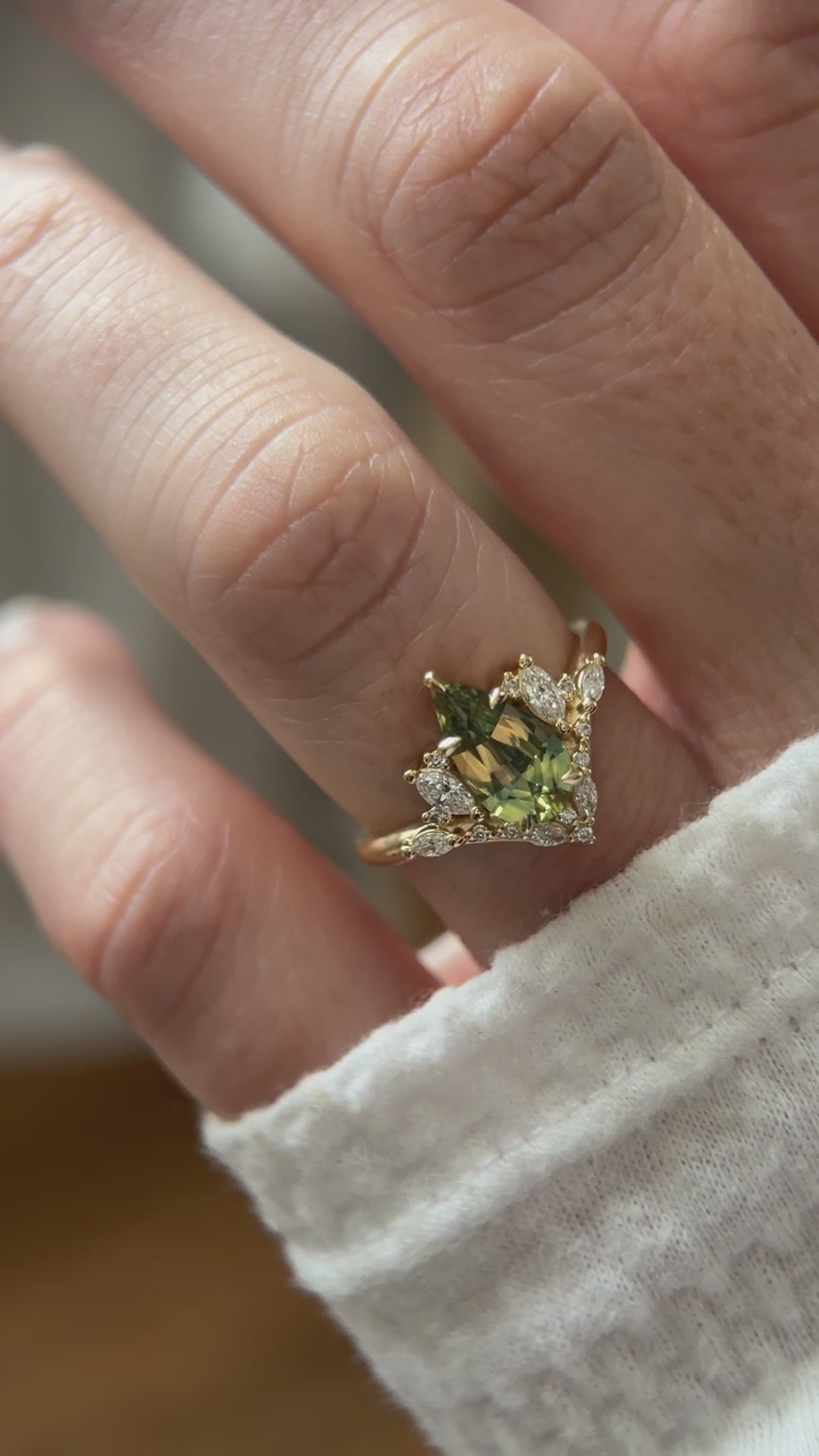 The Aurora Ring | 1.41 CT Pear Green Sapphire