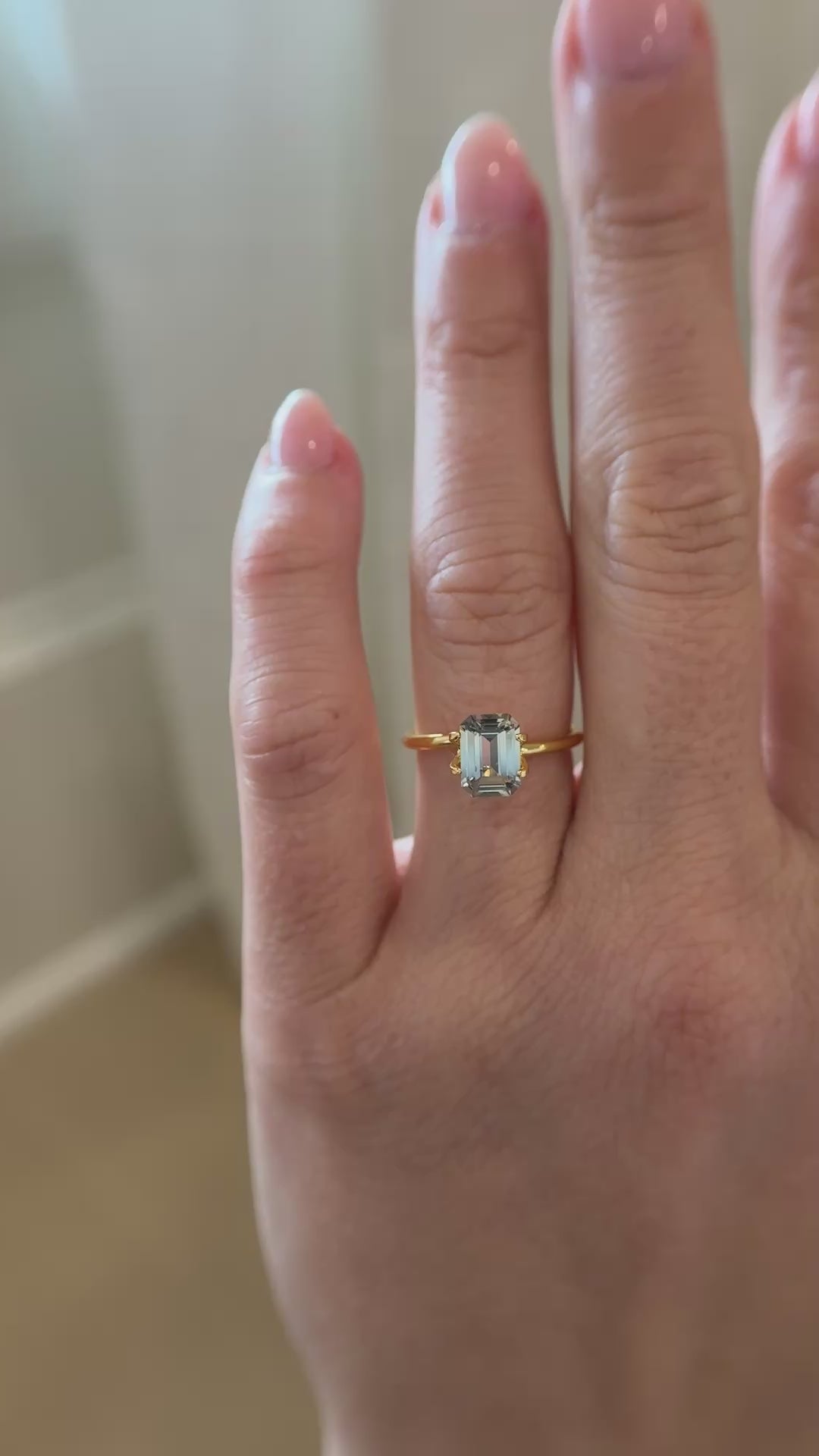 1.82 CT Emerald Cut Pale Bicolor Green Sapphire