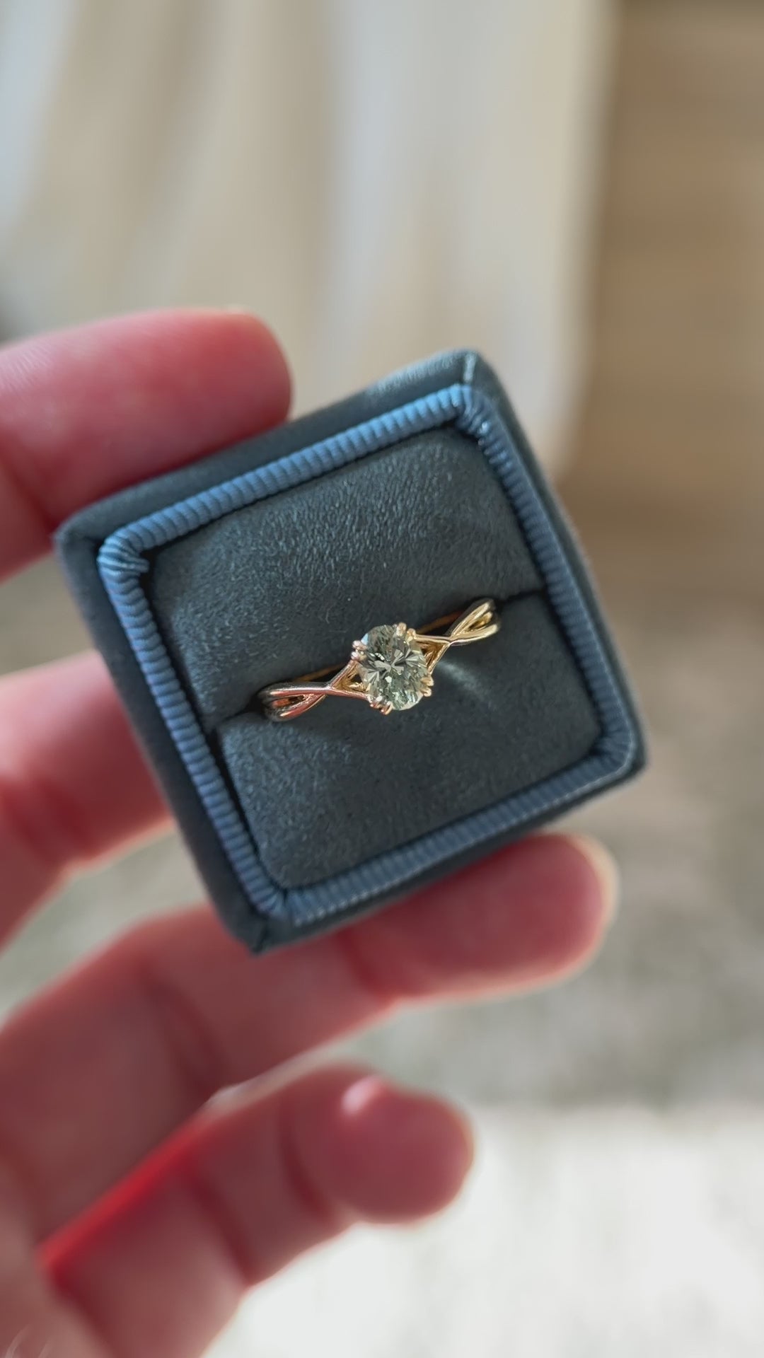 The Fates Ring | 1.1 CT Oval Regal Radiant™ Green Montana Sapphire