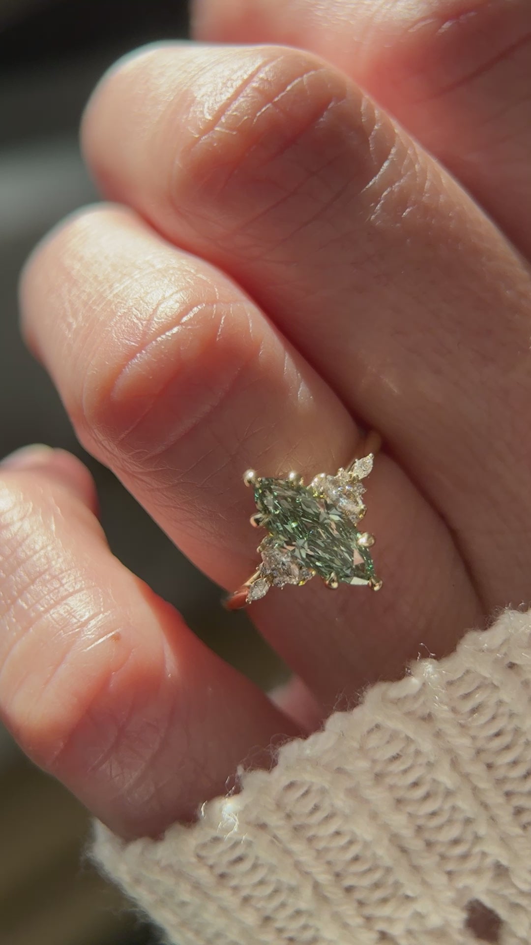 The Maeve Ring - 1.23 CT Marquise Teal Green Lab Diamond