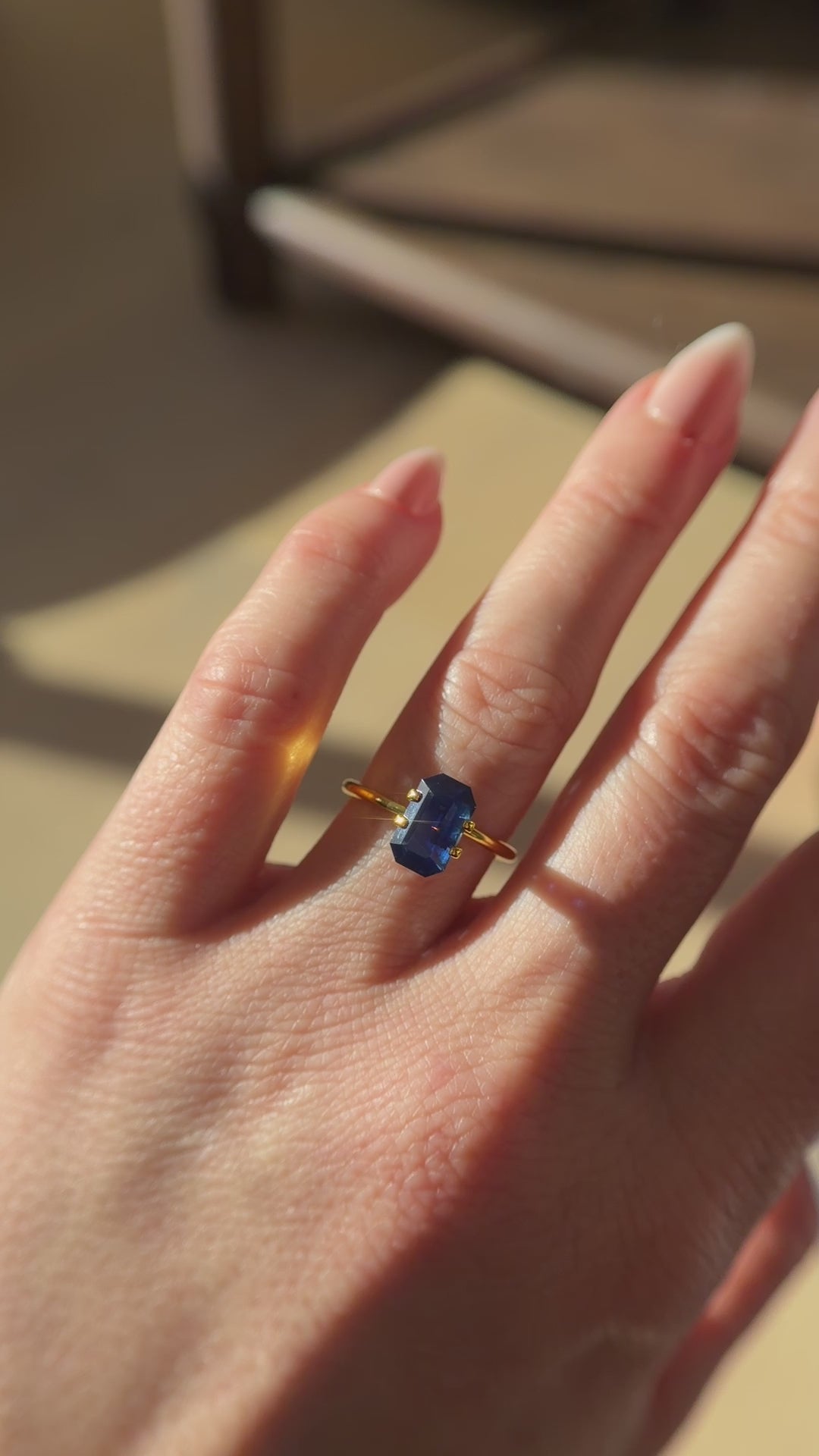 3.2 CT Emerald Cut Royal Blue Sapphire