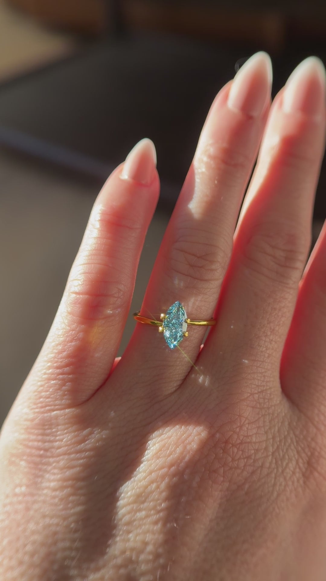 1.22 CT Lab Created Marquise Cut Blue Diamond