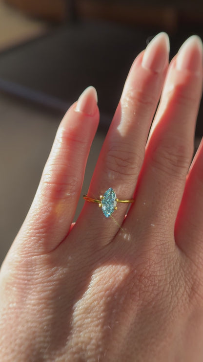 1.22 CT Lab Created Marquise Cut Blue Diamond