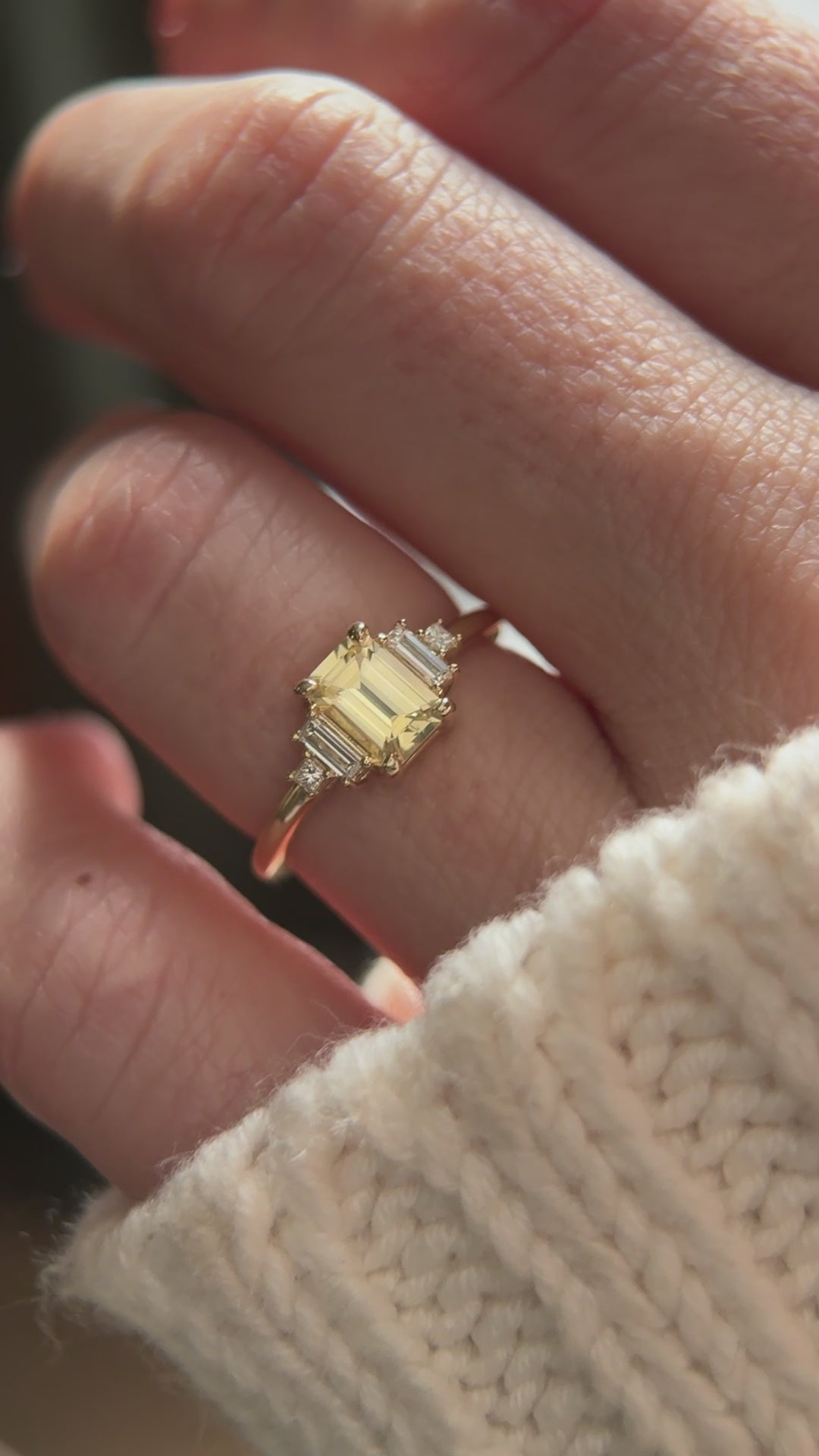 The Mira 0.88 CT Emerald Cut Yellow Sapphire Ring