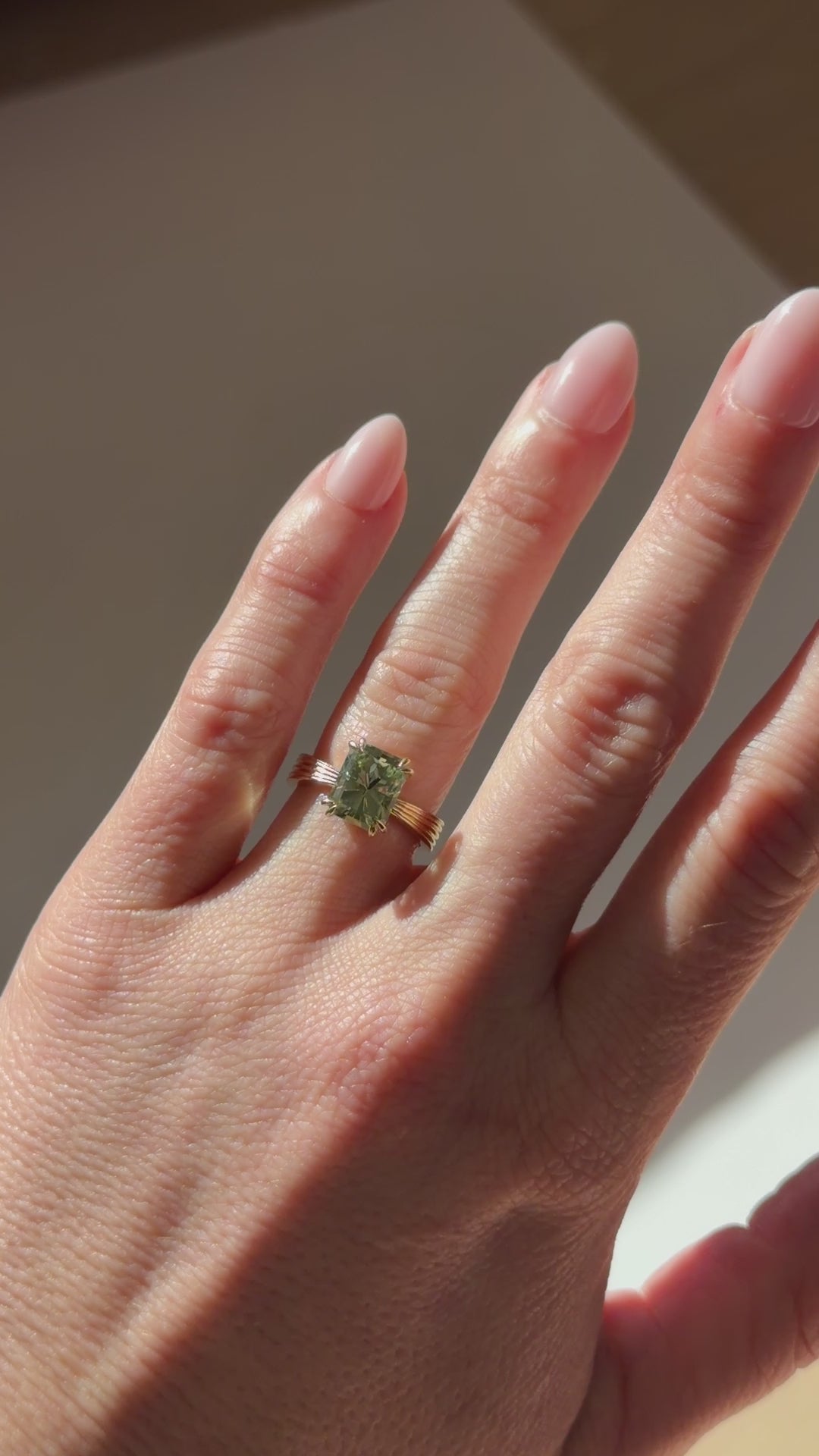 The Veil Ring | 4.2 CT Radiant Mint Green Tourmaline