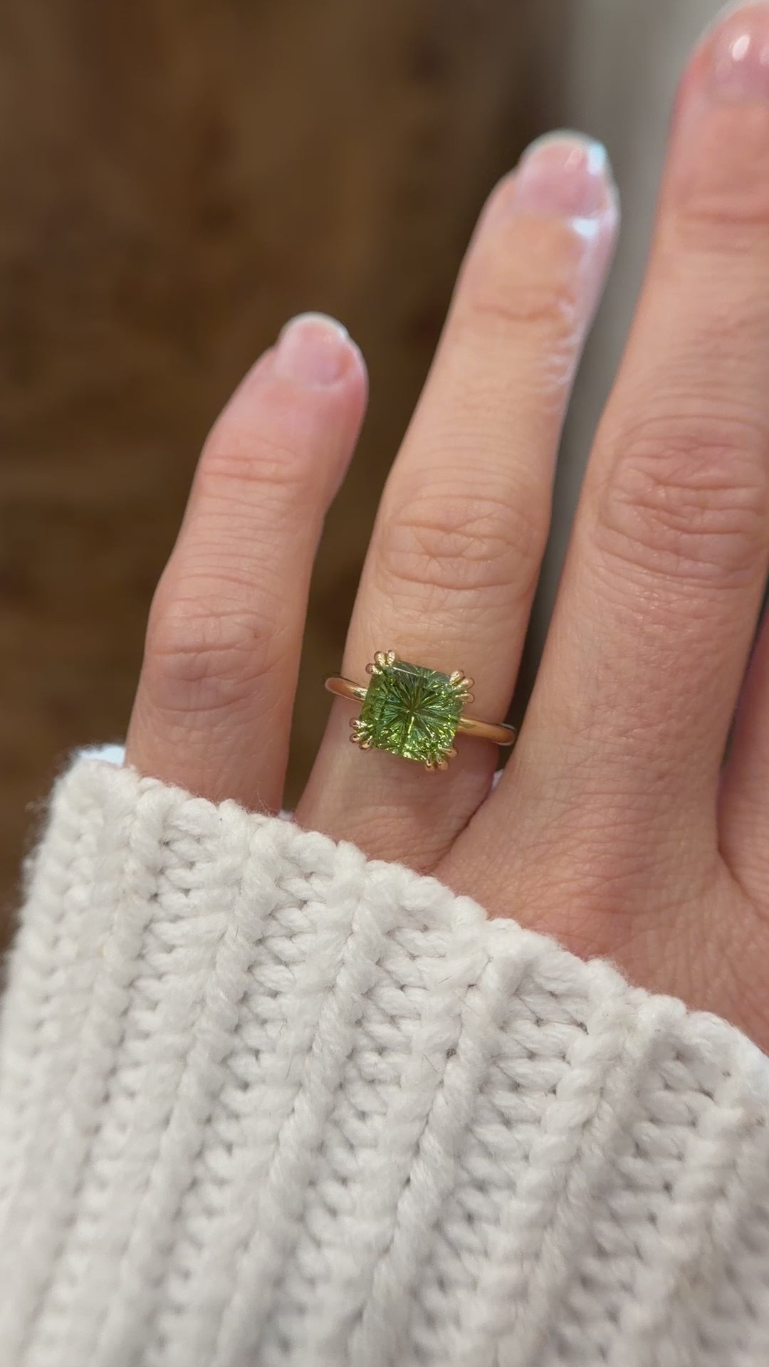 The Thalassa Ring | 4.72 CT Square Starbrite™ Cut Green Tourmaline