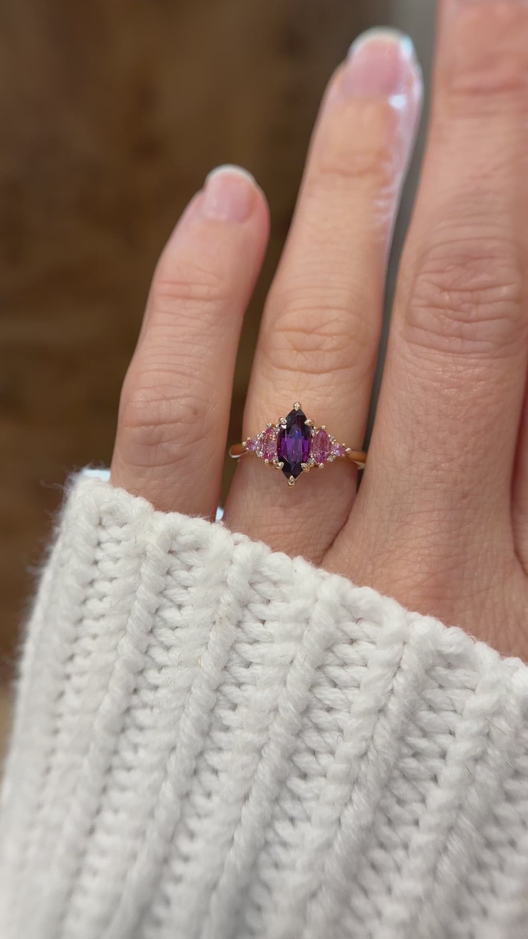 The Maeve Ring | 1.3 CT Marquise Cut Amaranth Garnet